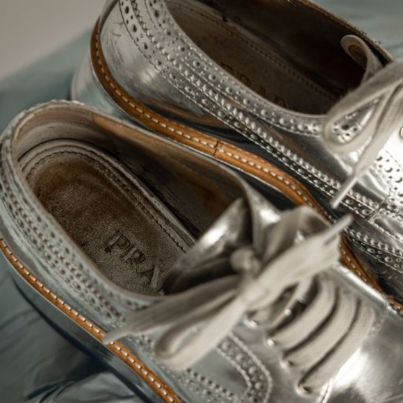 PRADA SILVER PLATFORM SHOES - Picture 4 of 4